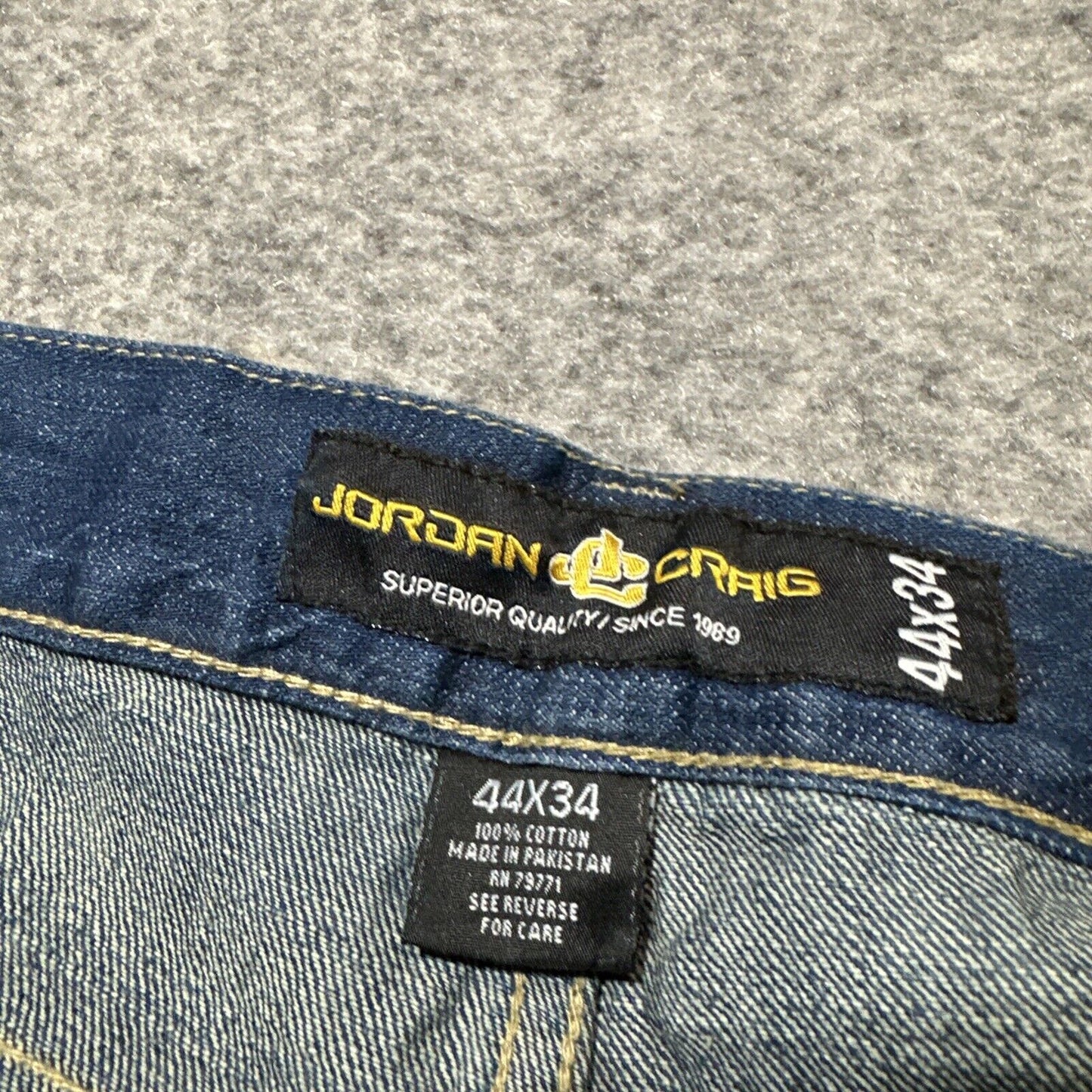 Vintage Jordan Craig Distressed Relaxed Straight Jeans Men's 44x34 Blue Denim