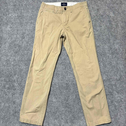 American Eagle Men's Relaxed Straight Chino Pants Size 30x32 Khaki Medium Wash