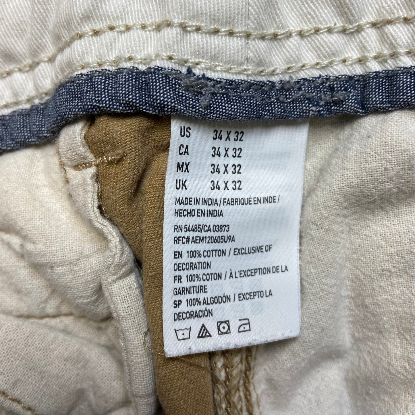 American Eagle Relaxed Straight Chino Pants Men's Size 34x32 Tan Brown