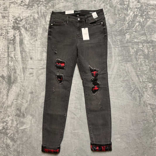 New Judy Blue Distressed Mid Rise Skinny Fit Jeans Women's Size 7/28 Black Denim