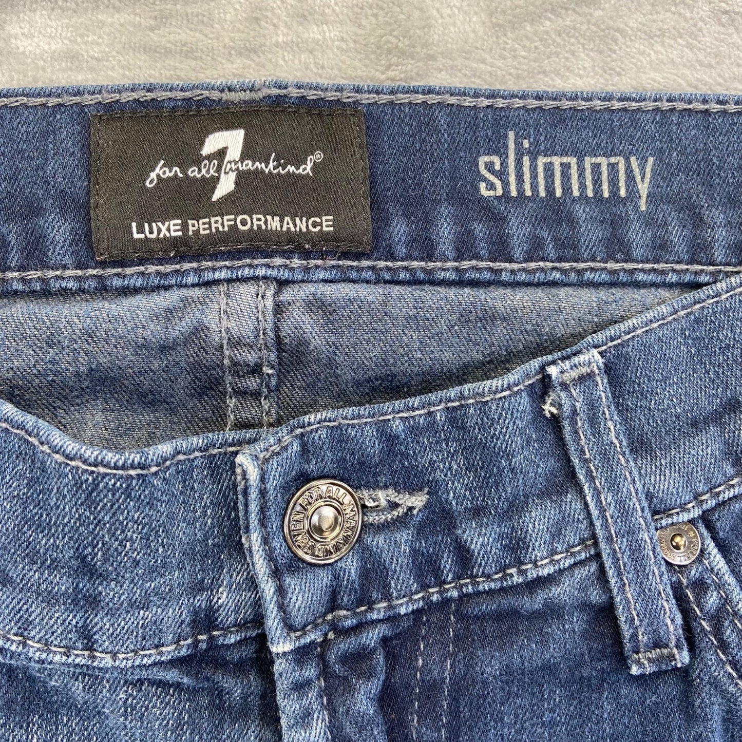 7 For All Mankind Men's Slimmy Jeans Size 33 Blue Dark Wash Denim