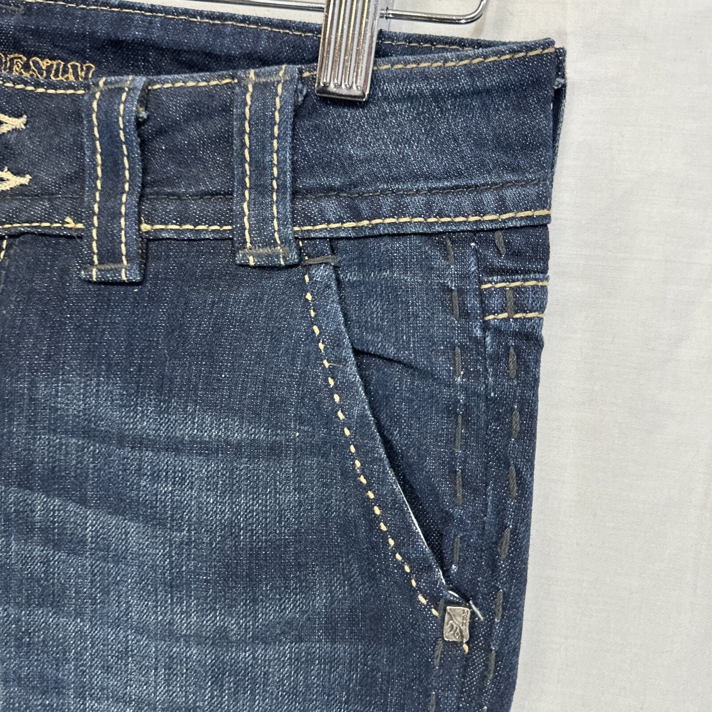 Mek Denim Jeans Women’s 27x34 Madeira Wide Leg Flare Blue Dark Wash