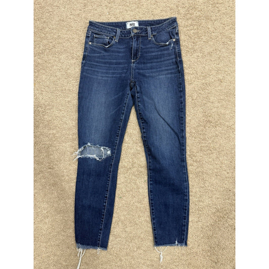 Paige Jeans Blue Denim Verdugo Ankle Skinny Dark Wash Stretch Modern Womens 29