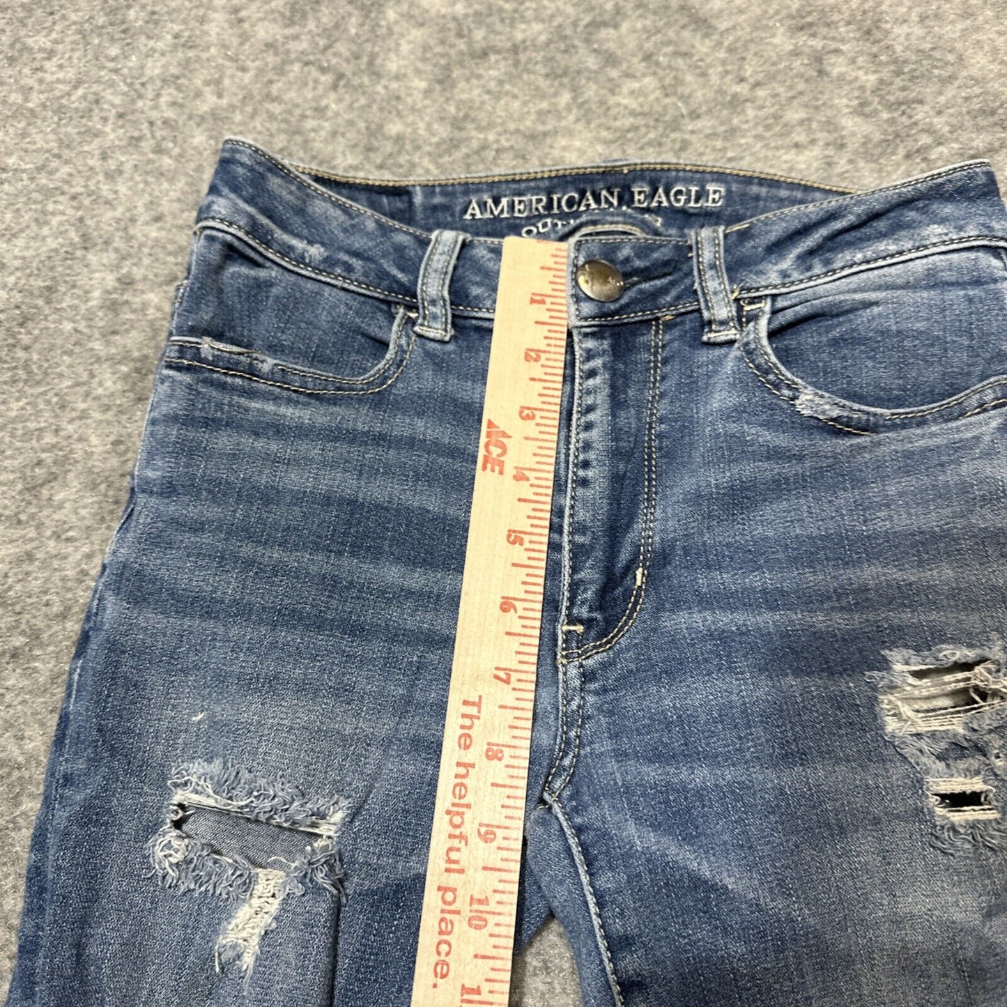 American Eagle Super Stretch Women's Distressed Hi Rise Jegging Size 0 Blue