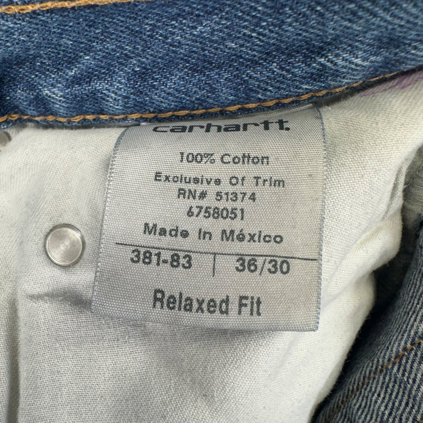 Carhartt Men's Relaxed Fit Straight Jeans 36x30 Blue Denim #2014