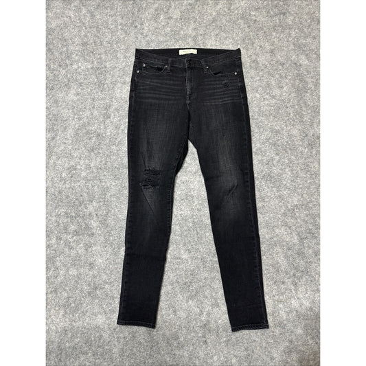 Gap 1969 True Skinny Women's Distressed Jeans Size 30L Long Black Dark Denim