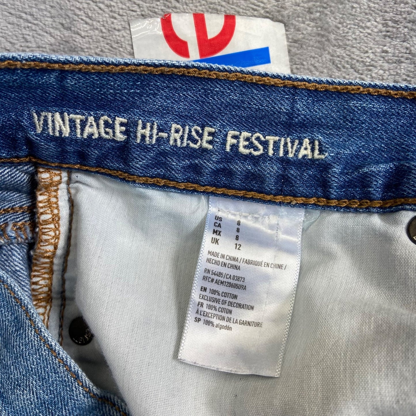 American Eagle Distressed Vintage Hi-Rise Festival Shorts Women 8 Blue Two-Tone