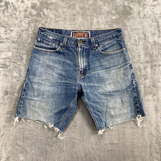 Vintage Levi's Men's 514 Slim Straight Cutoff Denim Shorts 33 Blue Jorts