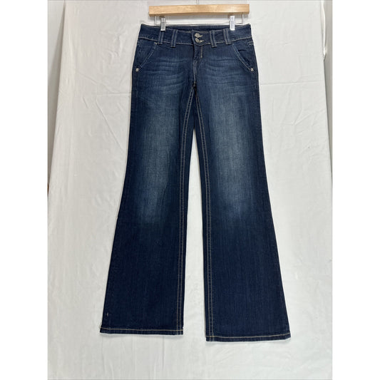 Mek Denim Jeans Women’s 27x34 Madeira Wide Leg Flare Blue Dark Wash