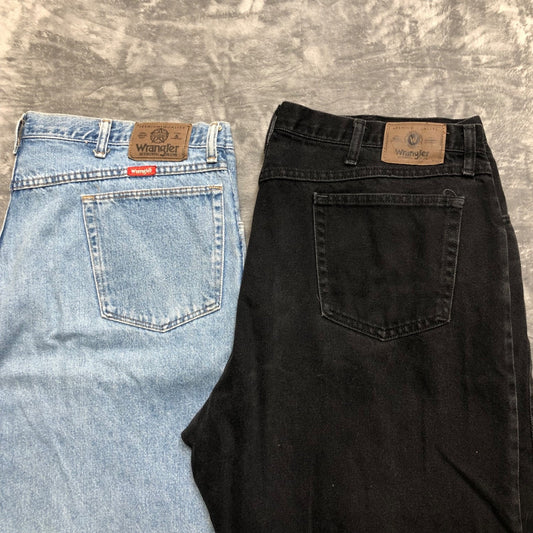 Wholesale Lot of 2 Wrangler Work Jeans Men's Size 42x30 Blue Black Grade A / B