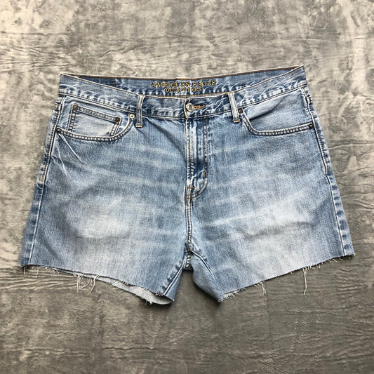 American Eagle Hi Rise Cut Off Shorts Women's Size 38 Light Blue Denim