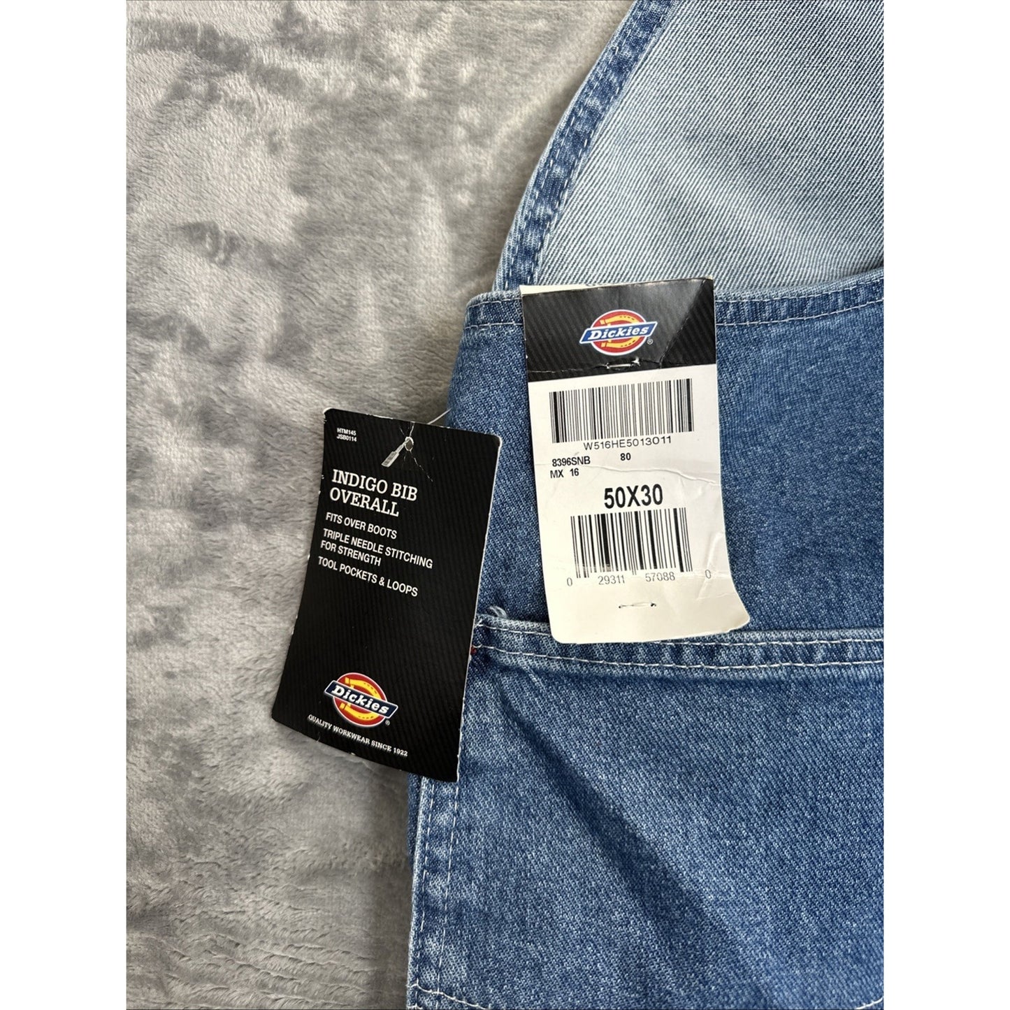 New Dickies Denim Bib Overalls Men's Size 50x30 Blue Denim