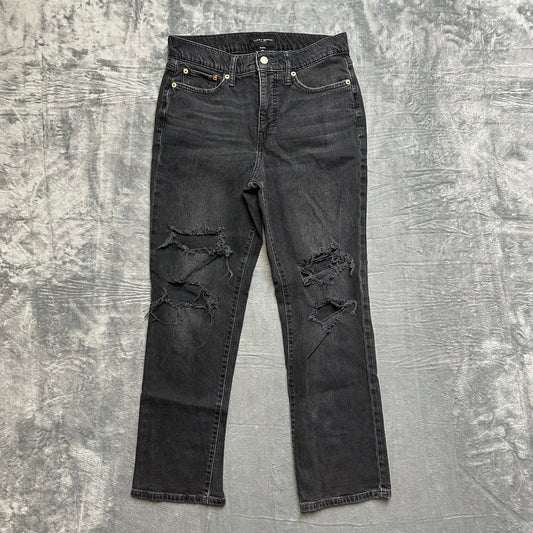 Lucky Brand Distressed Zoe High Rise Straight Jeans Men's Size 8/29R Black Denim