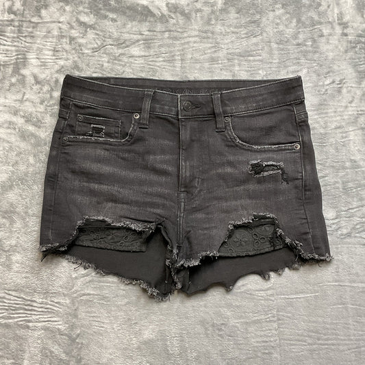 American Eagle Outfitters Destressed Cut-Off Shorts Women's Size 6 Black Denim