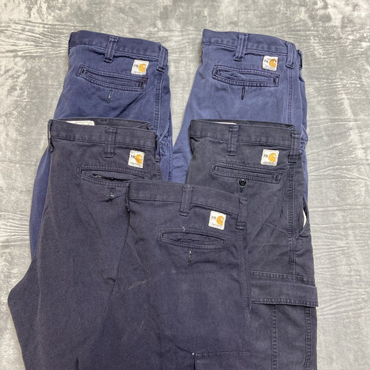 Lot of 5 Carhartt FR Chino / Cargo Pants Men's Size 32x28 Blue Grade A/B