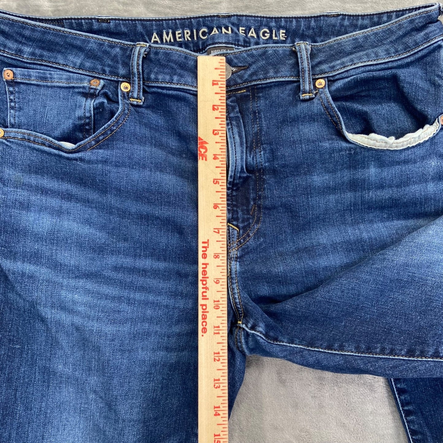 American Eagle Men's Airflex Slim Straight Jeans 38x32 Blue Dark Wash Denim