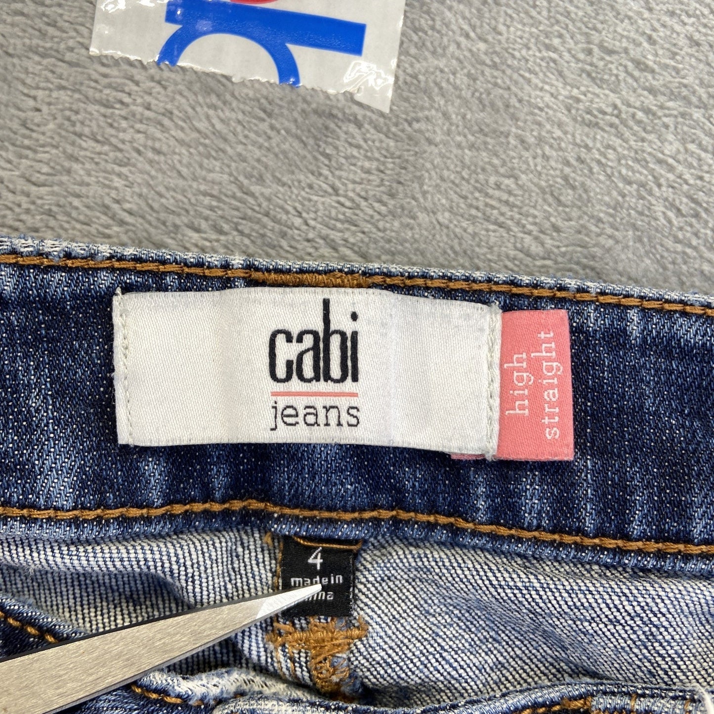 CAbi High Straight Jeans Women's Size 4 Blue Dark Wash Denim