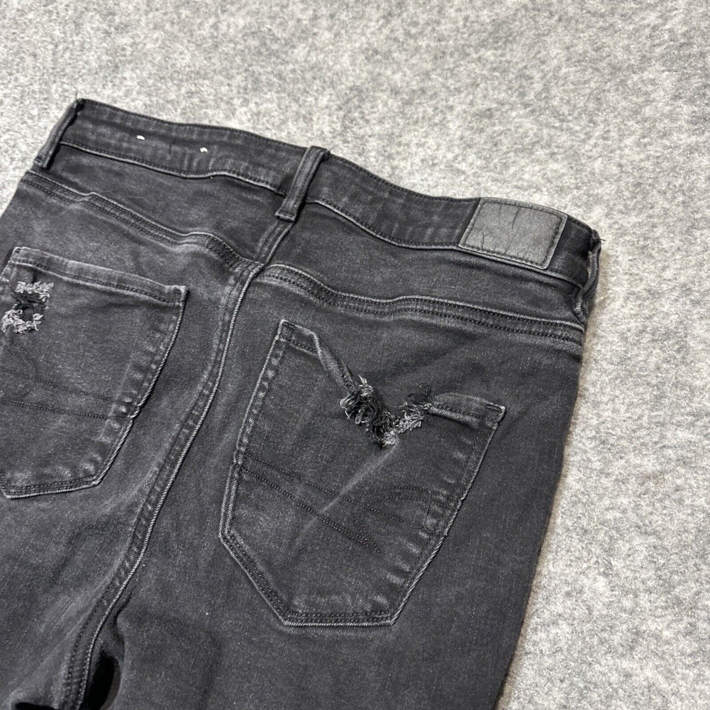 American Eagle Distressed Next Level Stretch Hi Rise Jegging Women's 10R Black
