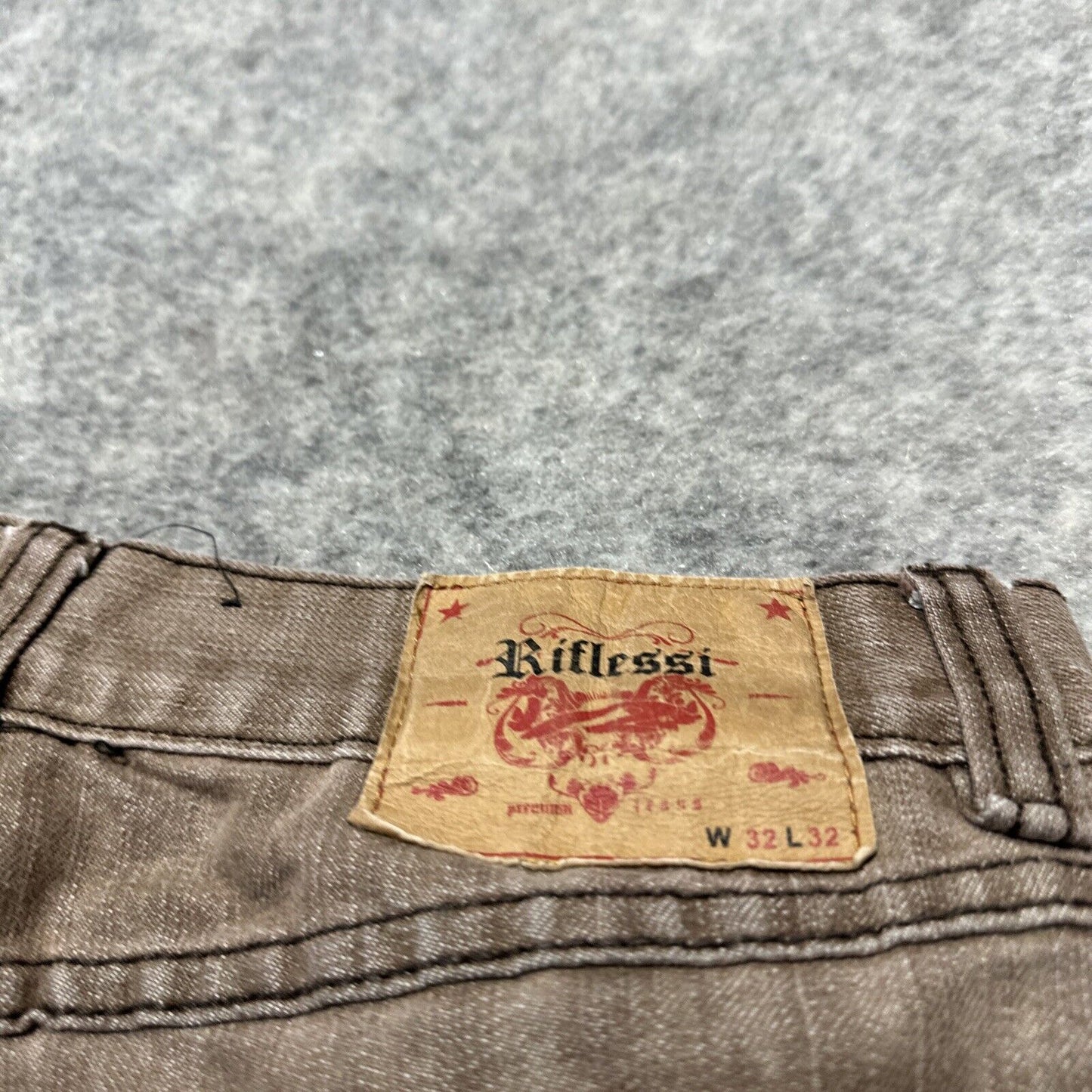 Riflessi Men's Relaxed Fit Straight Jeans Size 32x32 Brown Medium Wash Denim