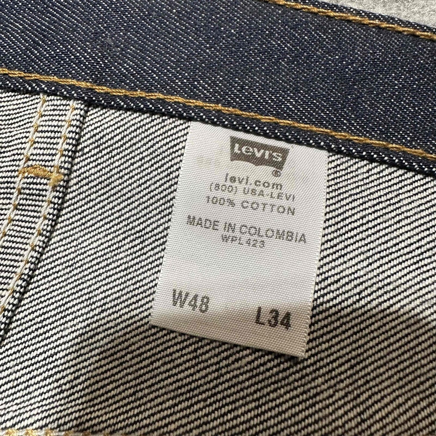 New Levis 501XX Original Shrink To Fit Men's Straight Jeans Size 48x34 Blue Dark