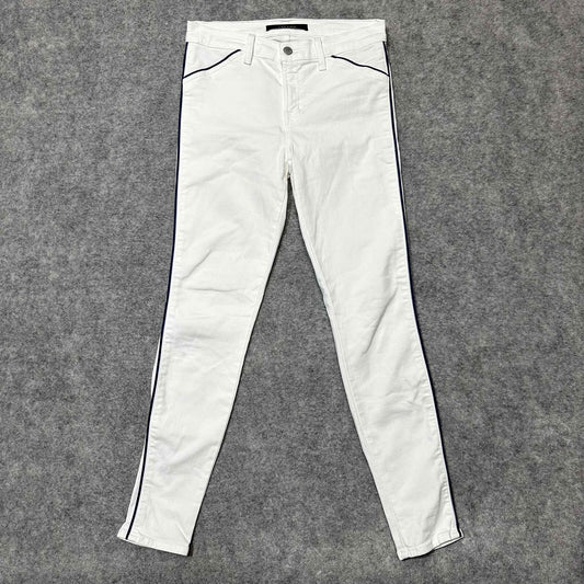 J Brand Blanc Women's Side Stripe Skinny Jeans Size 28 White Light Wash Denim