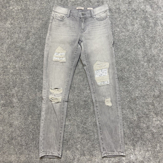 Juicy Couture Distressed Skinny Jeans Women's Size 28 Gray Sequin Embellished