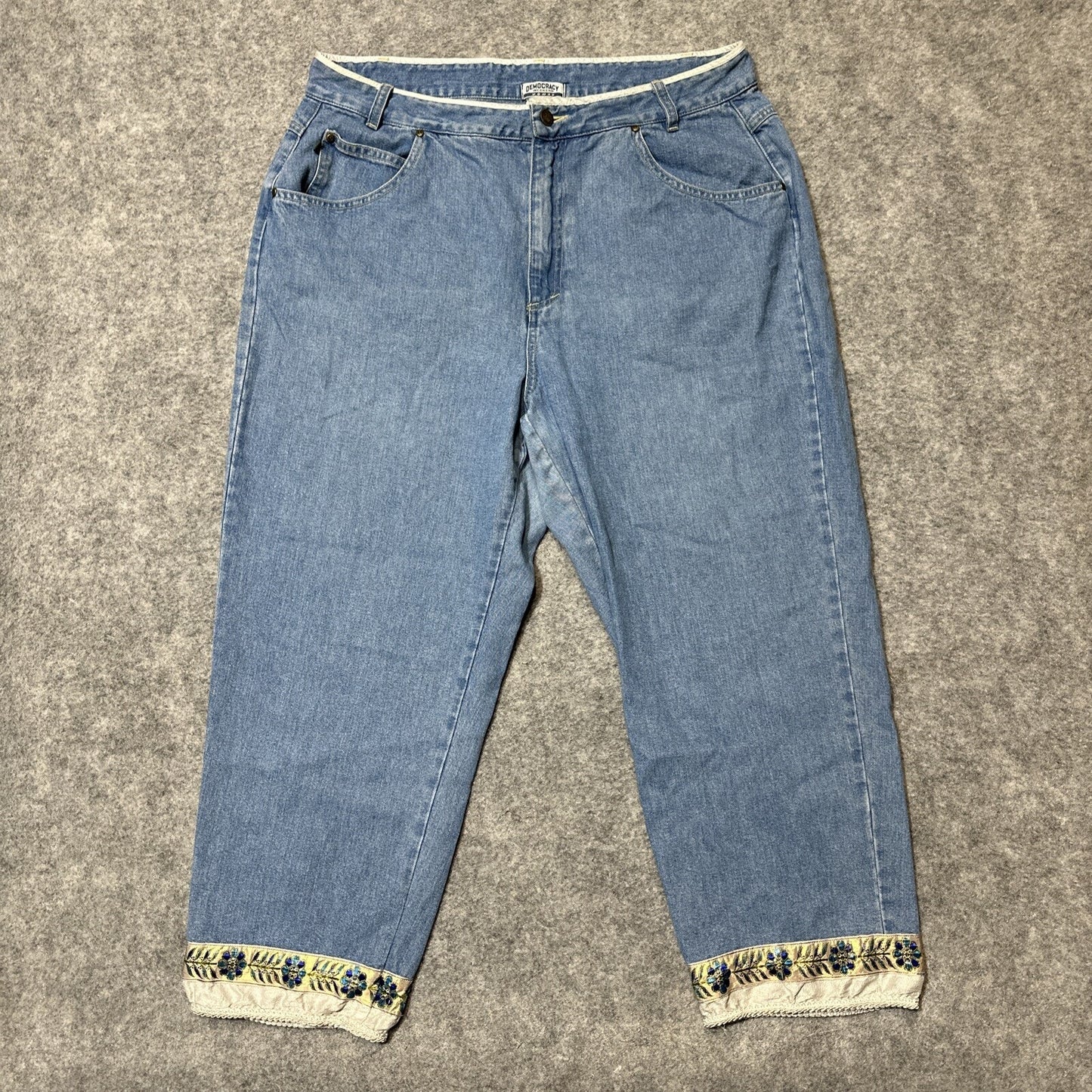 Vintage Democracy Weekend Women's Relaxed Straight Jeans Sz 16 Light Blue Denim
