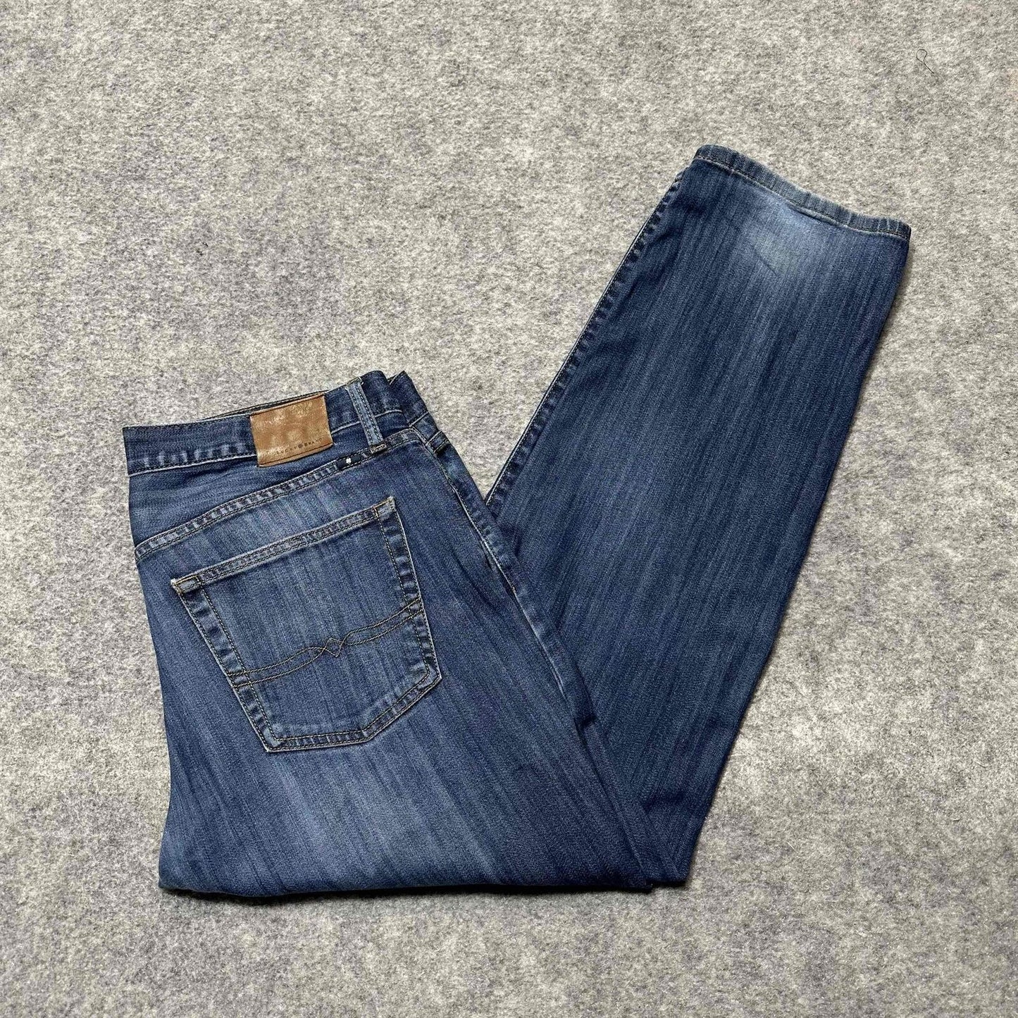 Lucky Brand 221 Men's Straight Frayed Hem Jeans Size 36x30 Blue Medium Wash