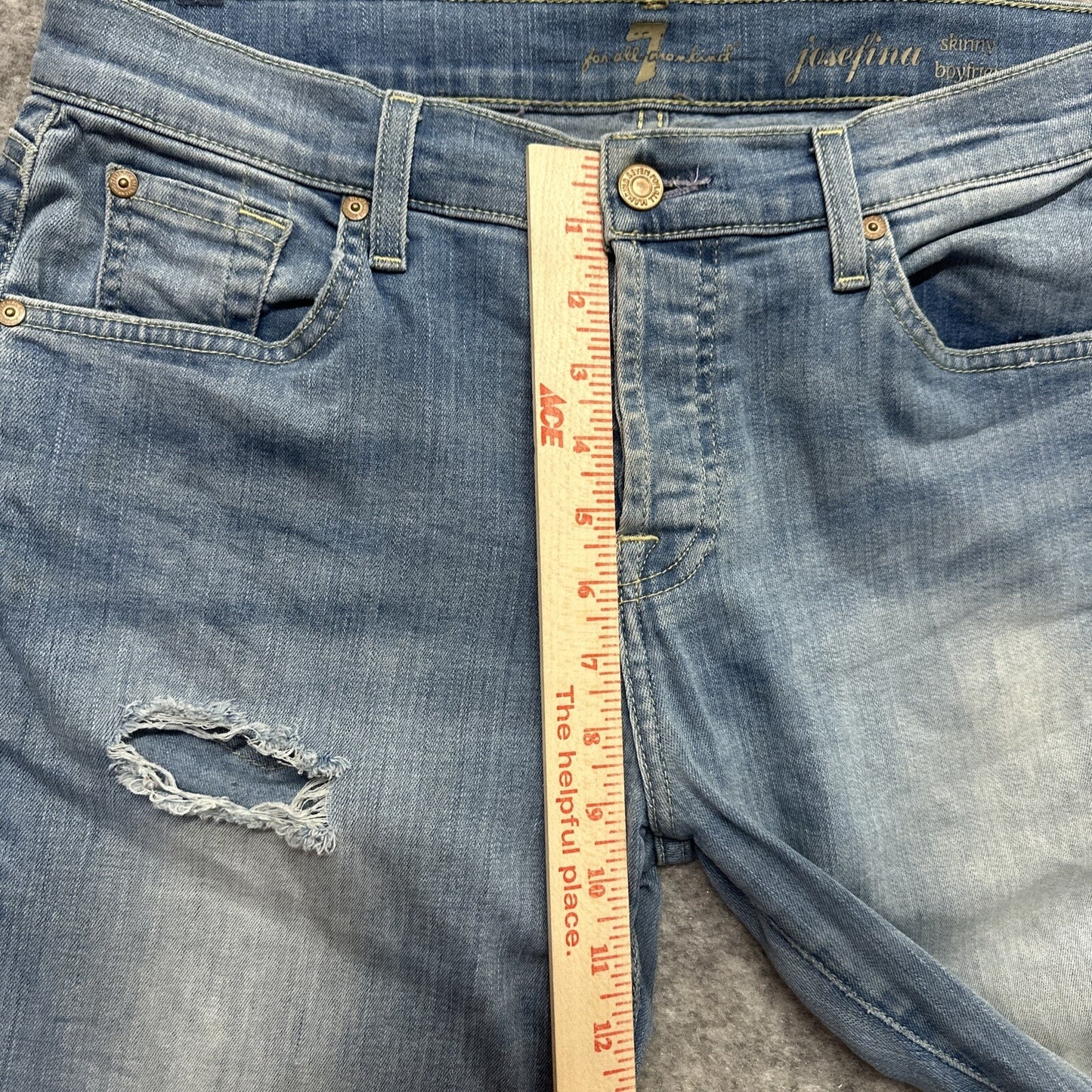 7 For All Mankind Josefina Skinny Boyfriend Distressed Jeans Womens Sz 28 Blue