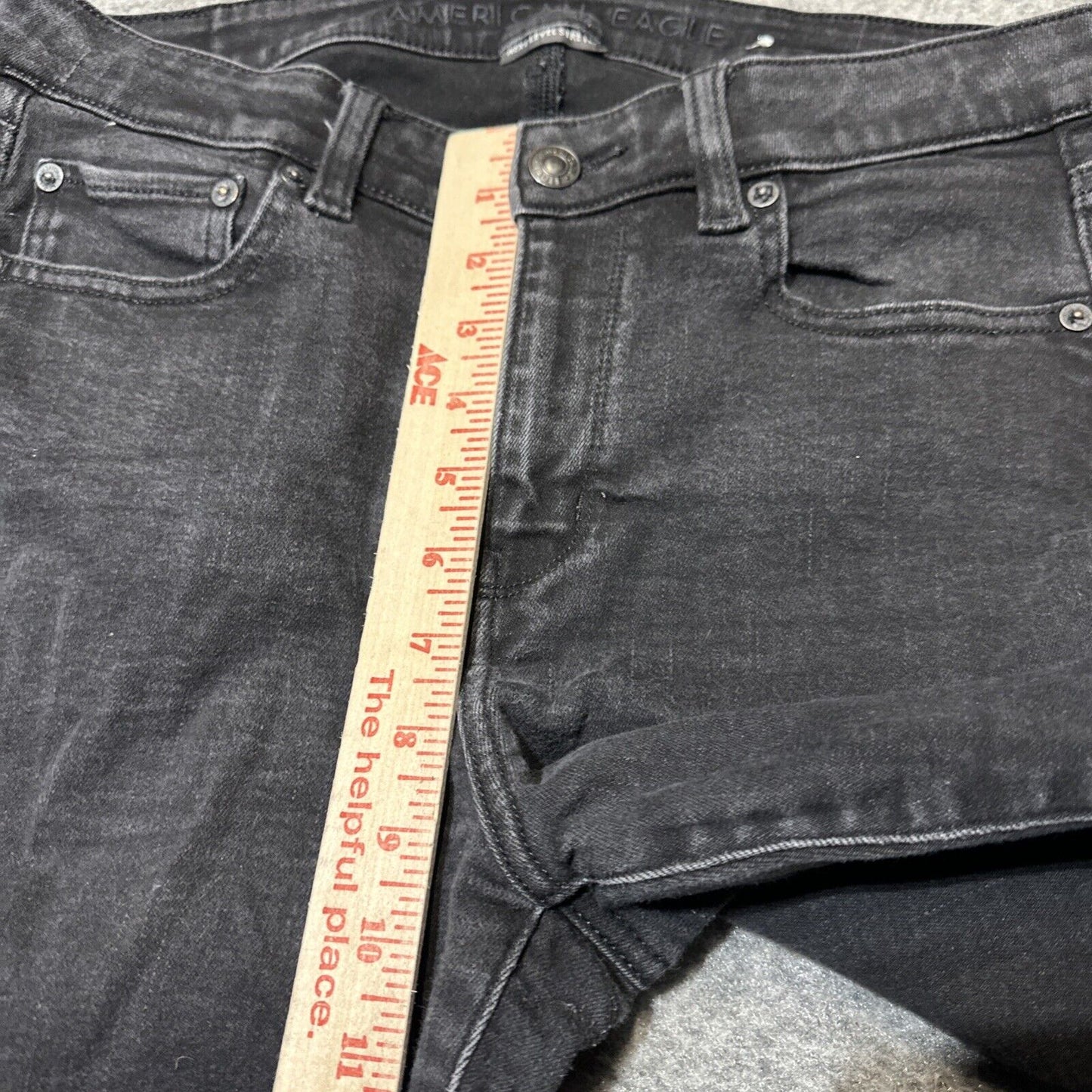 American Eagle Distressed Next Level Stretch Hi Rise Jegging Women's 10R Black