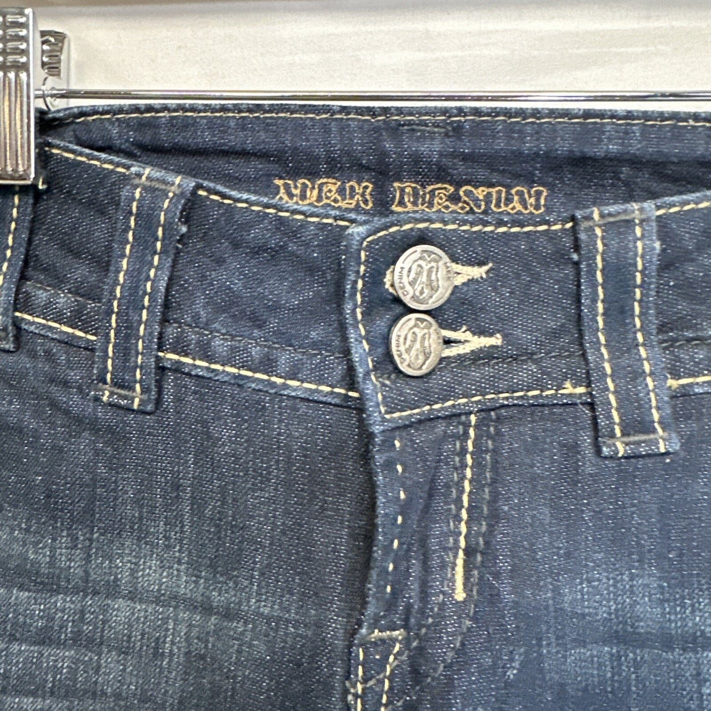 Mek Denim Jeans Women’s 27x34 Madeira Wide Leg Flare Blue Dark Wash