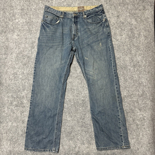 Vintage Wrangler Straight Fit Jeans Men's Size 36x30 Blue Light Wash Denim