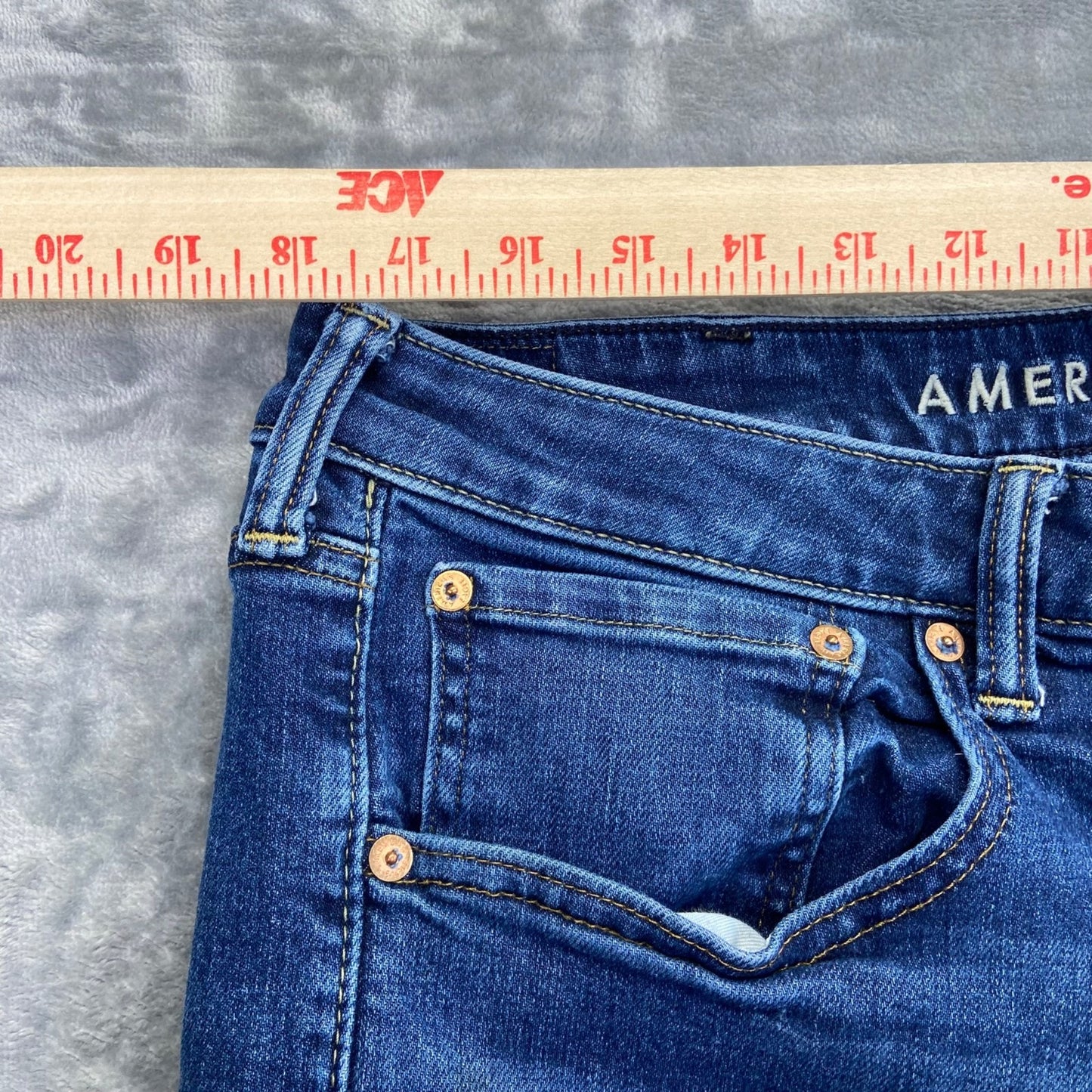American Eagle Men's Airflex Slim Straight Jeans 38x32 Blue Dark Wash Denim