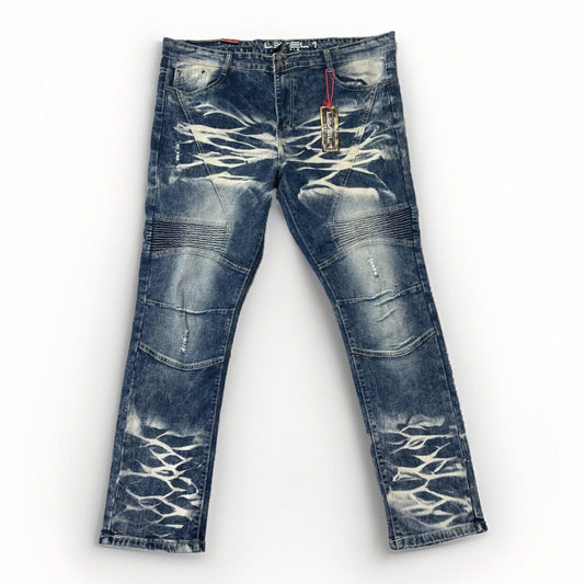 New Level 1 Denim Men's Slim Straight Jeans Sz 40x32 Blue Hip Streetwear Grunge
