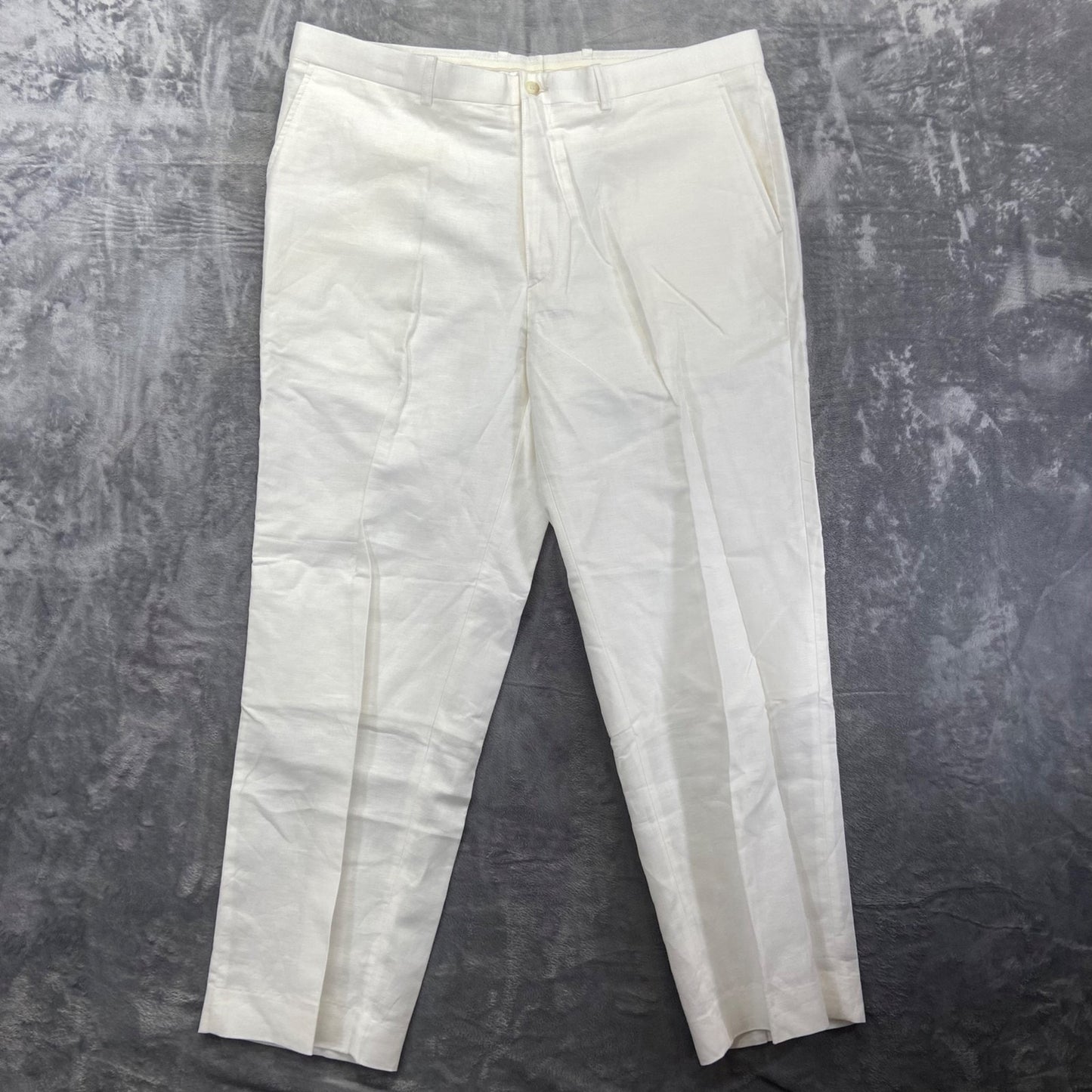 Perry Ellis Men's Dress Pants 38x30 White Linen Blend