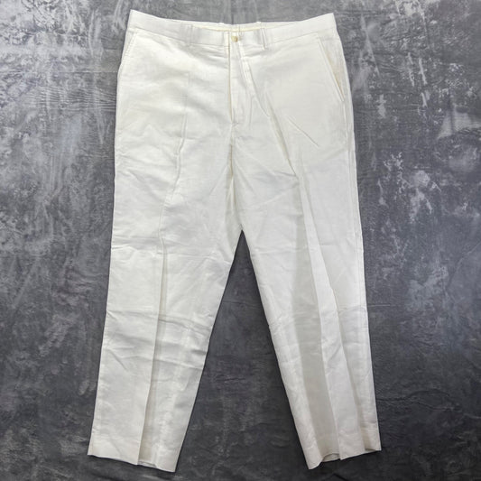 Perry Ellis Men's Dress Pants 38x30 White Linen Blend