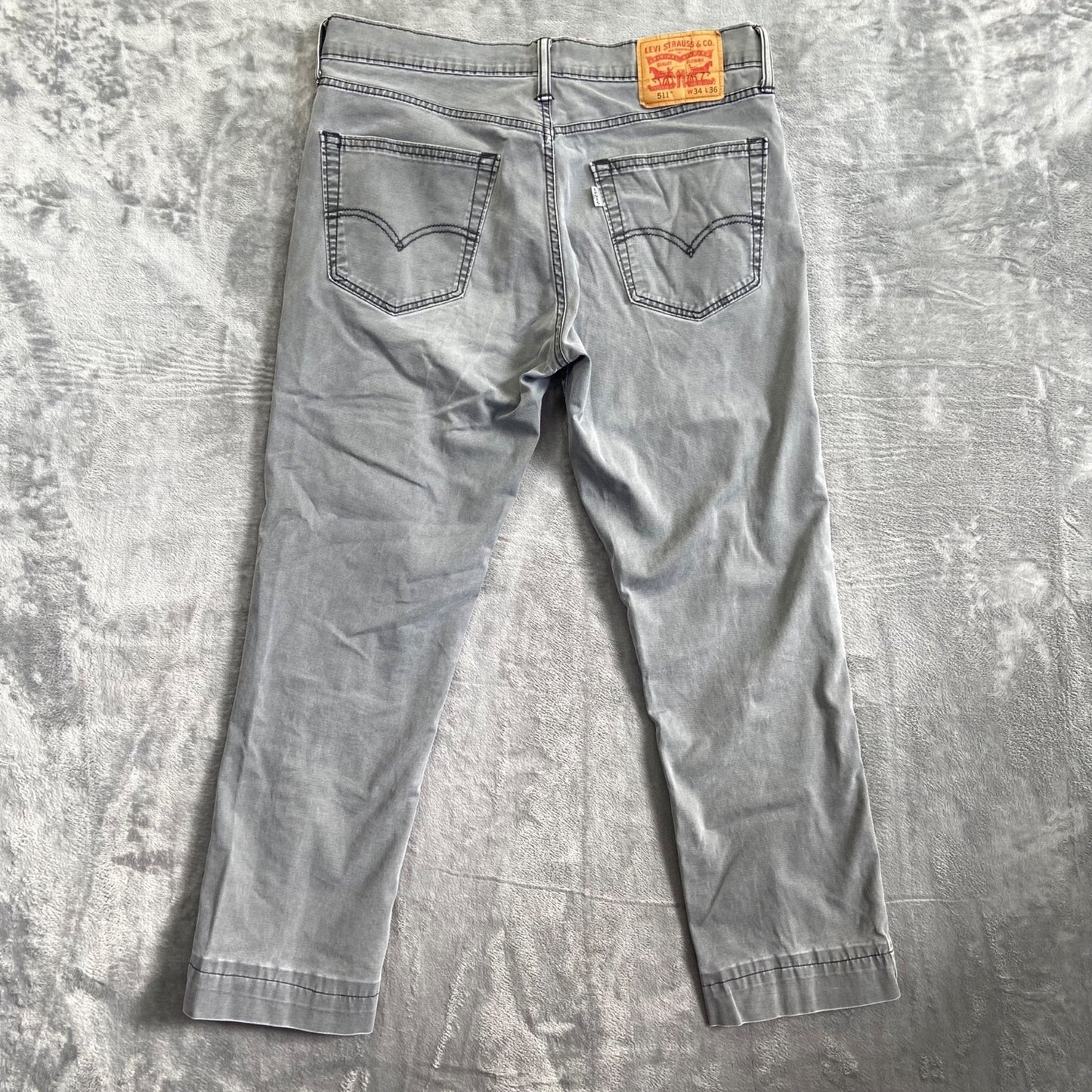 Levi's 511 Slim Jeans Men's 34x36 Gray Cotton Blend Casual