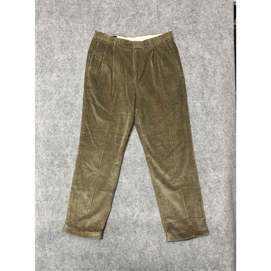 Brooks Brothers Men's Corduroy Pleated Cuffed Dress Pants Size 38 Long Brown