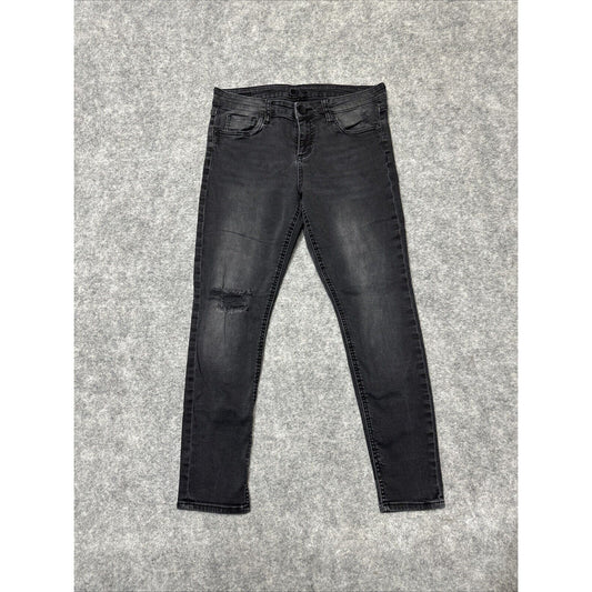 KUT From The Kloth Women's Distressed Skinny Jeans Size 8 Black Dark Wash Denim