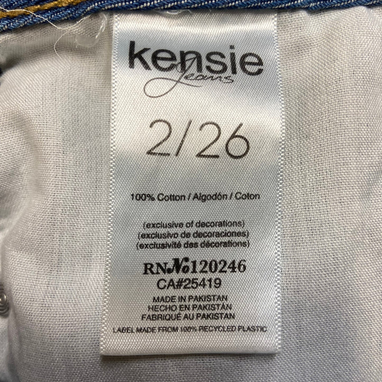 Kensie Distressed True Vintage The Slim Jeans Women's Size 2/26 Blue Denim