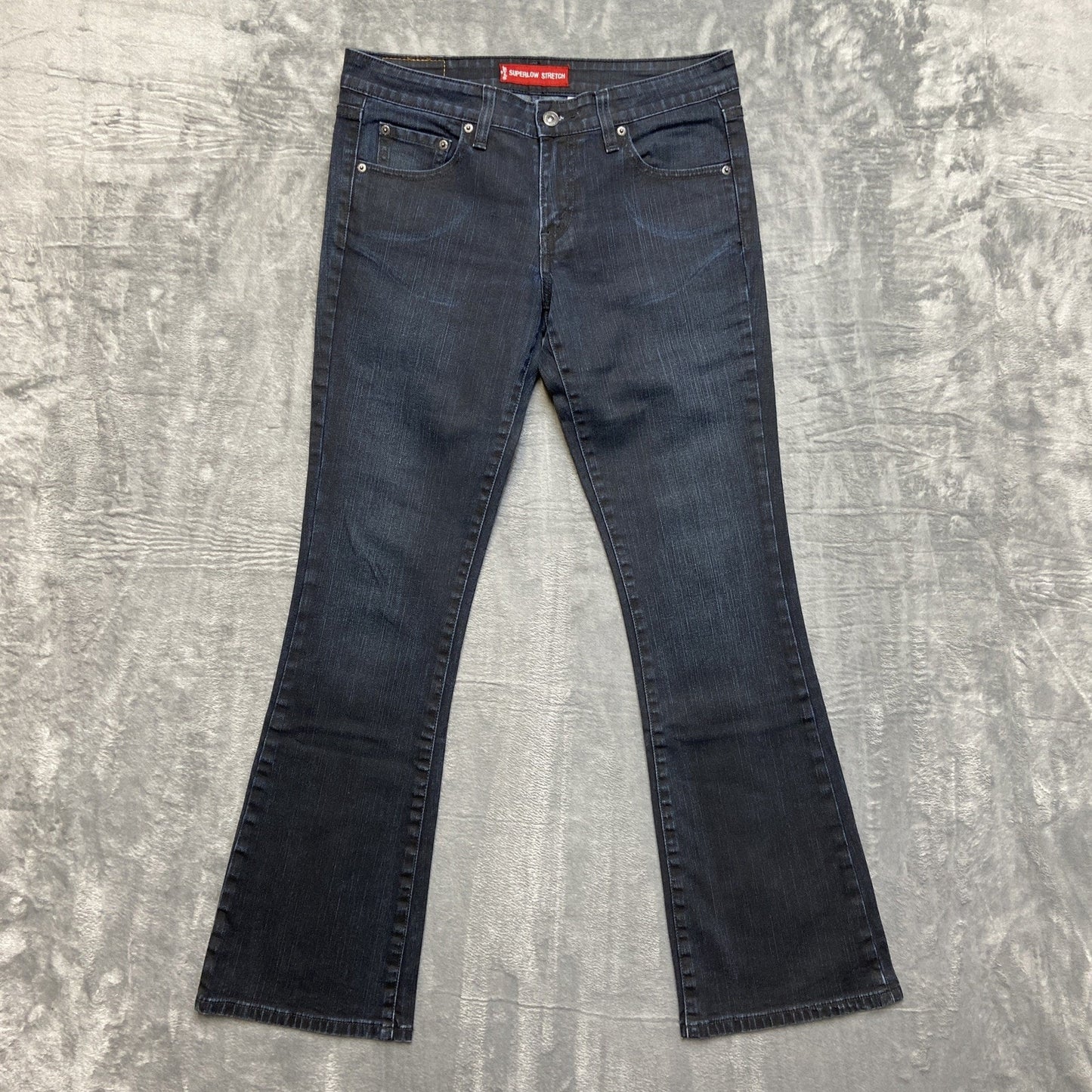 New Levi's 518 Superlow Stretch Bootcut Coated Jeans Women's Size 7 JR M Blue