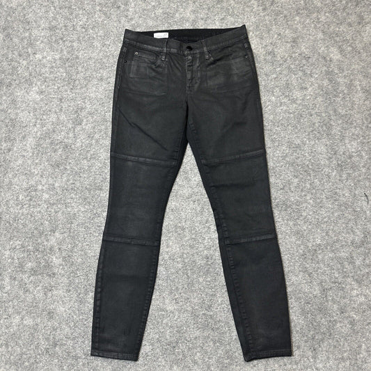 Gap 1969 Women's Leather Coated Legging Jean Size 27 Black Denim