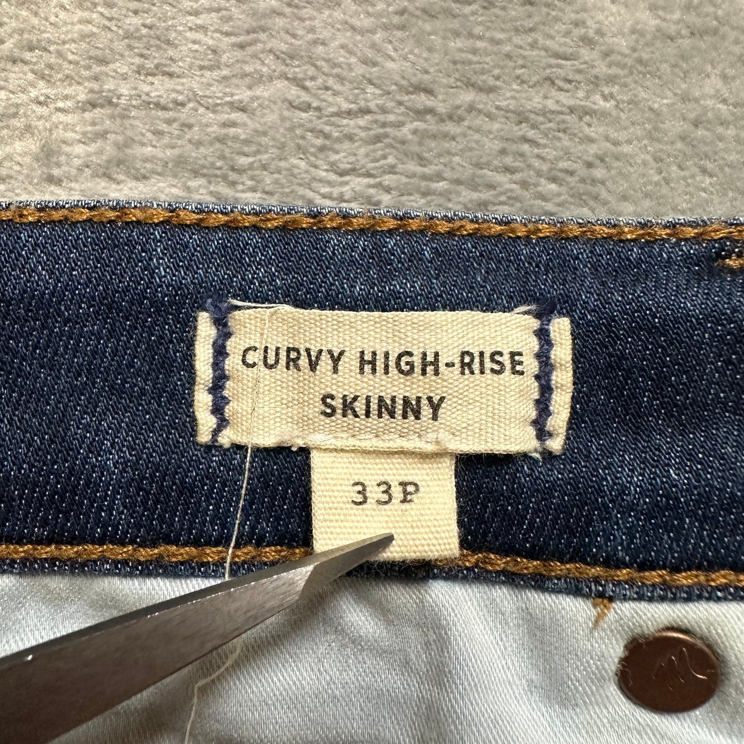 Madewell Curvy High Rise Skinny Jeans Women’s Size 33P Dark Blue Denim
