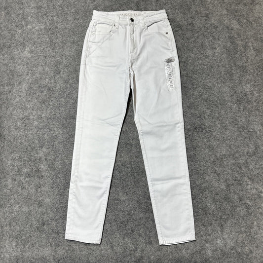 NEW American Eagle Stretch Women's Mom Jean Size 00R White Denim