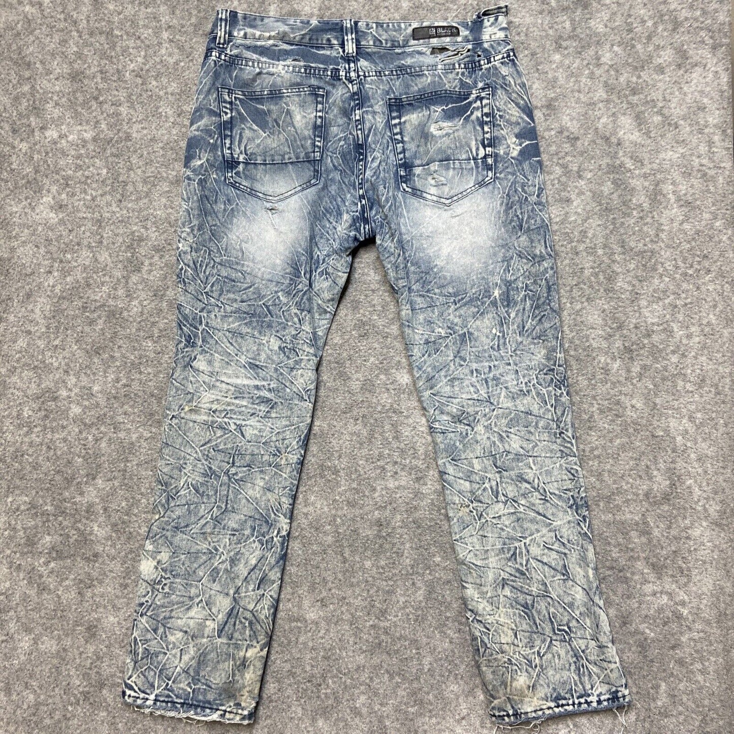 CJ Black Premium Distressed Slim Jeans Men's Size 38x32 Blue Acid Wash Hip Hop