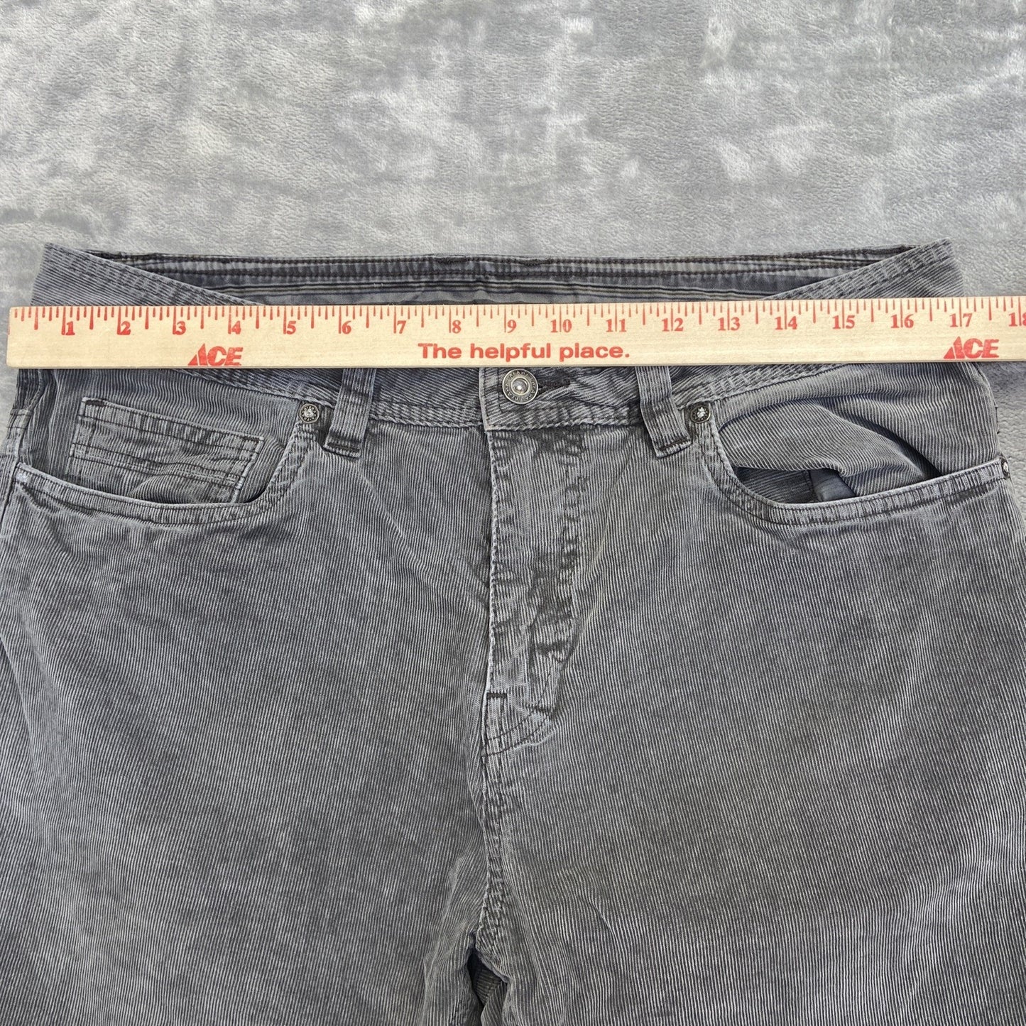 PRANA Slim Fit Corduroy Straight Jeans Men's Size 33x32 Gray Denim