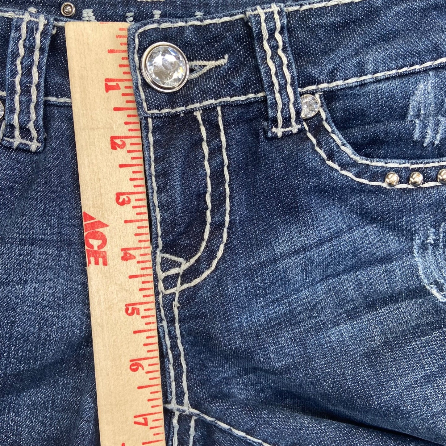 LA Idol Women's Skinny Jeans Size 1 Embellished Blue Dark Wash