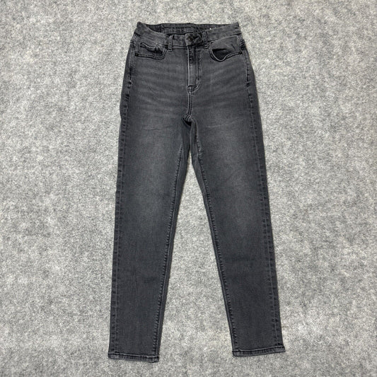 American Eagle Stretch Women's Curvy Mom Jeans Size 00 Black Dark Wash Denim