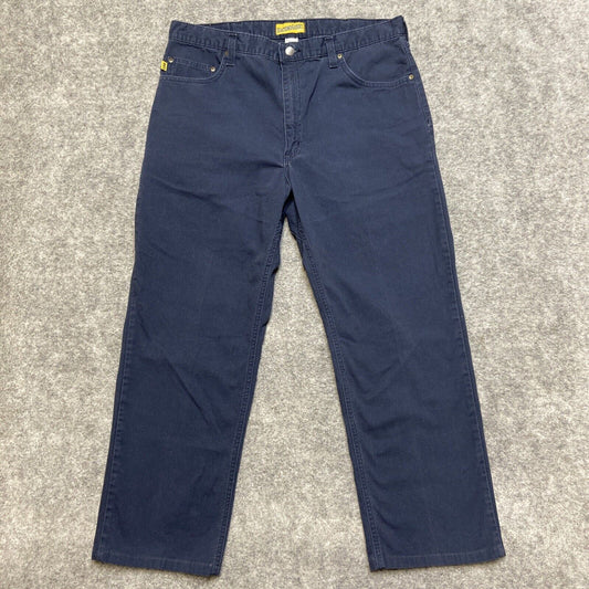 Diamond Gusset Straight Jeans Men's Size 37x30 Dark Blue Lynchburg Canvas Pants