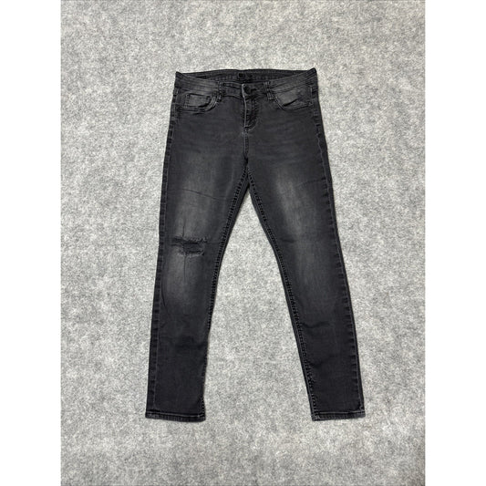 KUT From The Kloth Women's Distressed Skinny Jeans Size 8 Black Dark Wash Denim